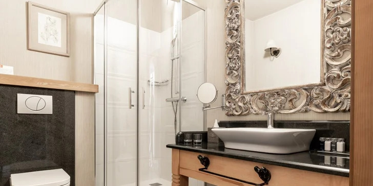 Samozřejmostí každého pokoje je koupelna se sprchovým koutem (apartmán disponuje i vanou).