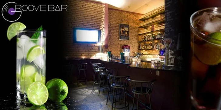 90 Kč za DVA drinky v Groove baru. Cuba Libre, Caipirinha, Breakfast Martini a další koktejly se slevou 55 %.
