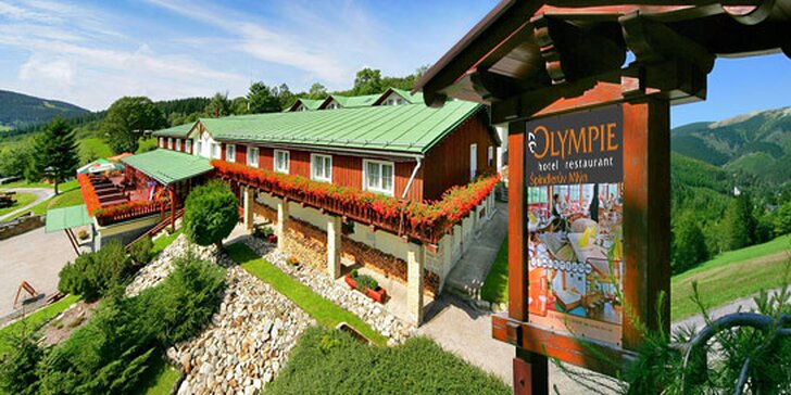 2590 Kč za 3denní pobyt pro DVA ve "Špindlu".  Hotel Olympie*** s polopenzí, wellness, děti do 9 let zdarma. Jarní Krkonoše se slevou 44 %.