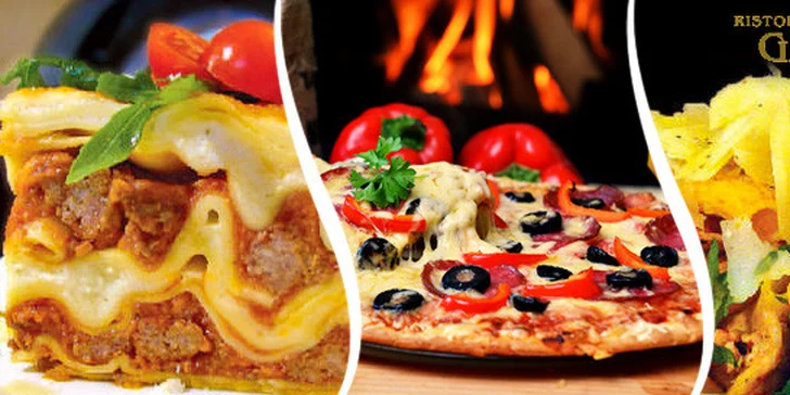 Dvoje italské těstoviny, pizzy, rizota nebo saláty