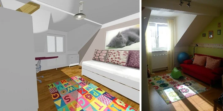 3D návrh interiéru dvou pokojů od designérů