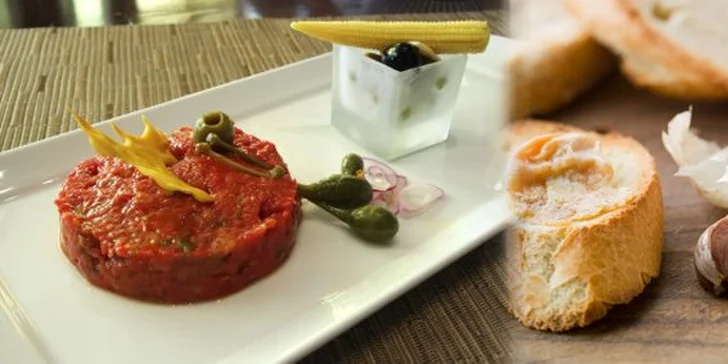 135 Kč za škrábaný tatarský biftek z pravé hovězí svíčkové. Labužnická pochoutka v příjemné restauraci hotelu MILOTEL*** se slevou 50%.