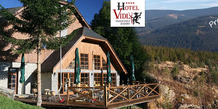 2 nebo 3 noci v horském wellness hotelu Vidly**** pro dva. Ubytování s polopenzí, sauna, vířivka a výlety za lázeňstvím i přírodou v Jeseníkách.