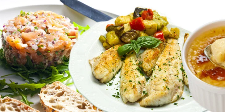 Špičková hostina o 3 chodech v restauraci Rybárna