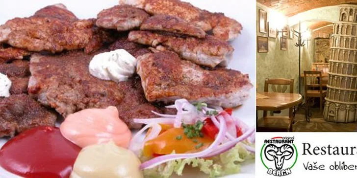 330 Kč za mega Mix grill v restauraci Beran. Pořádná porce masa (600 g) pro dva, úžasné prostředí i večerní překvapení se slevou 50%.