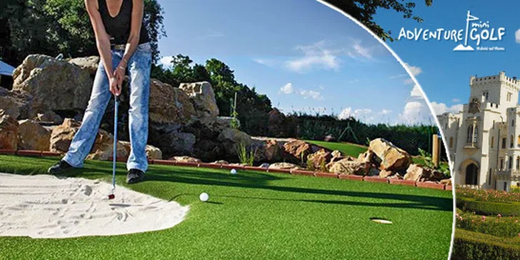 Minigolf na 18jamkovém hřišti v Hluboké n. Vltavou