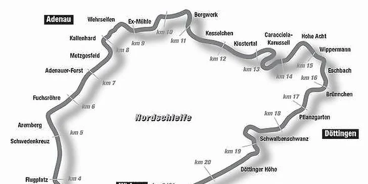 Jízda ve sporťáku po závodním okruhu Nordschleife
