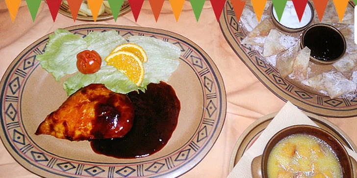 269 Kč za 3chodové mexicko-italské menu PRO DVA. Nachos, vepřová panenka a tiramisu. V nabídce i kuřecí menu s polévkou, kuřecími prsy a sopapillas!