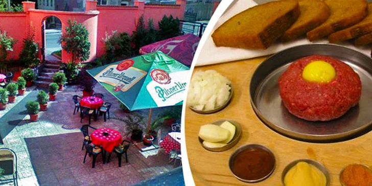 150gramový tatarský biftek s křupavými topinkami
