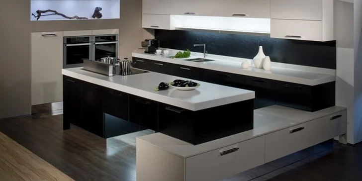 3D návrh designové kuchyně snů a další místnosti