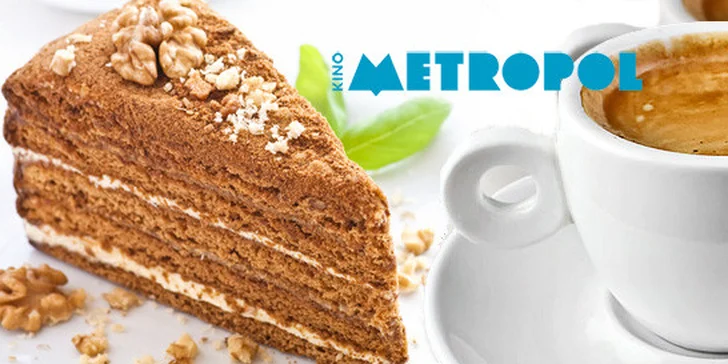 Dorty, káva a voda pro dva v kinokavárně Metropol