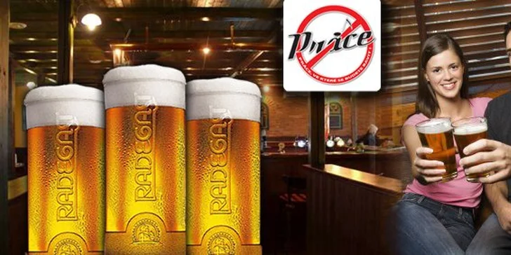 29 Kč za 3x točený Radegast. Skvělá nahořklá chuť se slevou 57 %.