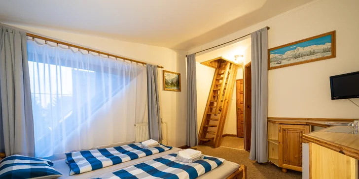 Pokud zvolíte mezonet, těšte se na terasu s výhledem na Tatry.
