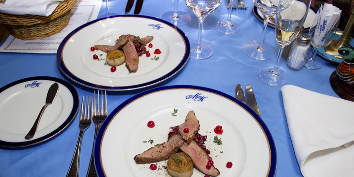 Slavnostní degustační menu pro 2 osoby v restauraci U Modré kachničky