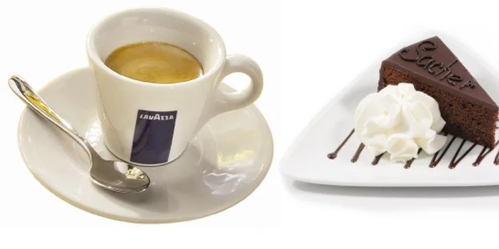 Original Sacher dort s kávou Lavazza pro dva