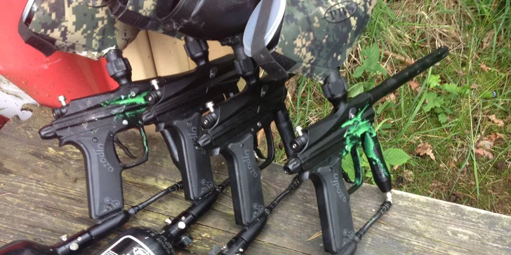 Paintball se 100 kuličkami na poloostrově u rybníka