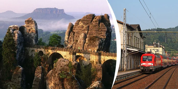 Jarní Saské Švýcarsko pohodlně moderními vlaky nejen z Prahy - skalní most Bastei, městečka Kurort Rathen a Hřensko
