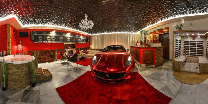 Nebude to tady ale jen o Ferrari, ale také i o dokonalé pohodě! V apartmánu na vás čeká vlastní wellness se saunou a vířivkou.