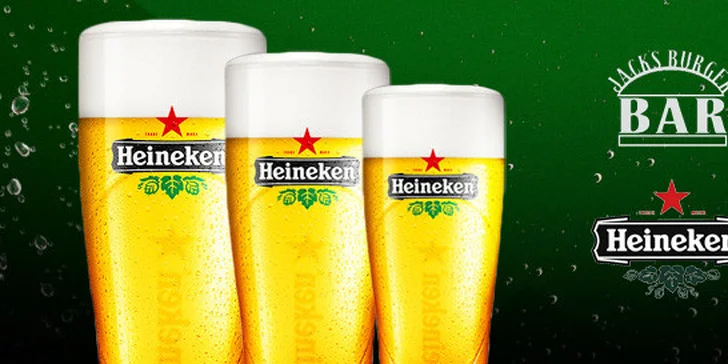 3 půllitry točeného Heinekenu v Jack's Burger Baru