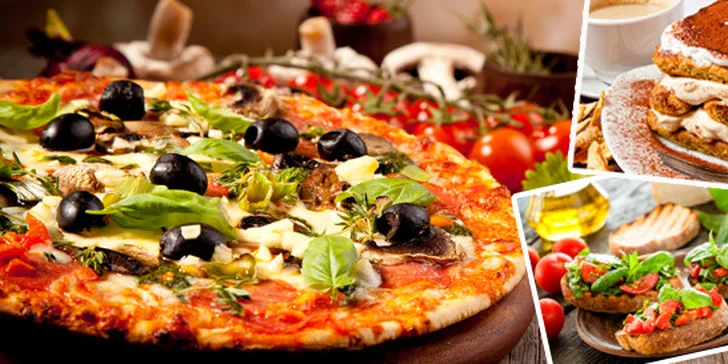 3 chodové menu pro dva v italské restauraci v centru Prahy - Bruschetta, Pizza a Tiramisu