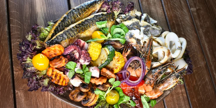 Menu s mořskými plody a proseccem pro dva: krevety, slávky, dorada i chobotnice