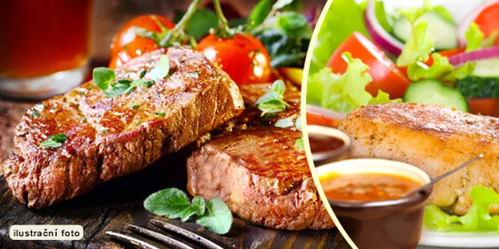 Staročeské menu s 600 g masa vč. tří omáček a příloh