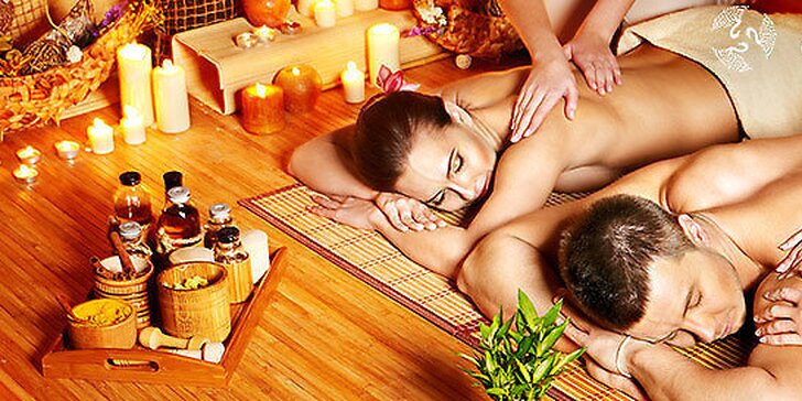 Romantická párová masáž včetně aroma lázně a sklenky sektu