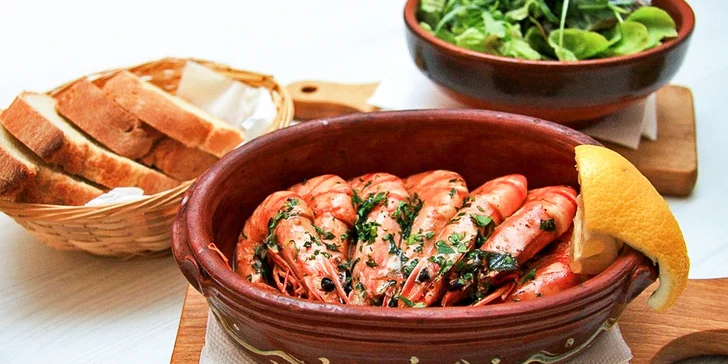 500 g tygřích krevet pro dva a dvě božská čokoládová souflé