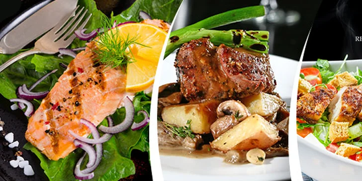 50% sleva na letní nabídku steaků a salátů z nabídky Restaurace Tyršova