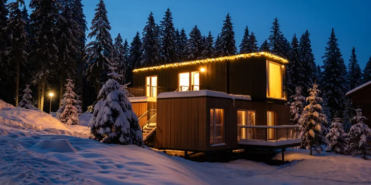 Dovolená v unikátních Björnson Tree Houses s exteriérovým wellness a lanovkou, 2 děti do 9,9 let. zdarma