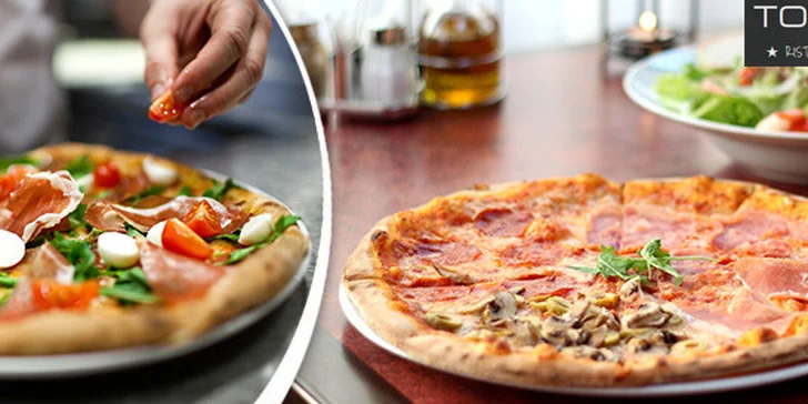 Pizza nebo velký salát pro dva v restauraci Toscana