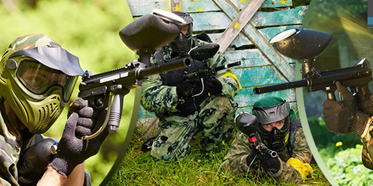 Paintball včetně 100 kuliček, komplet výstroje a piva