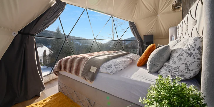 Glamping v Špindlerovom Mlyne: privátna infrasauna, raňajkový kôš aj fľaša prosecca