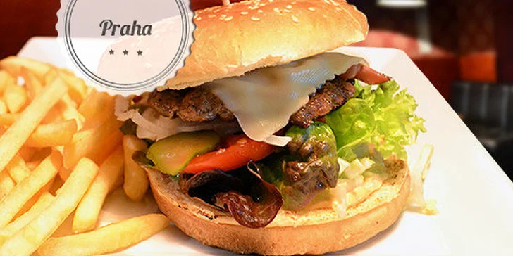 Sleva 61 % na burger Chicago + hranolky