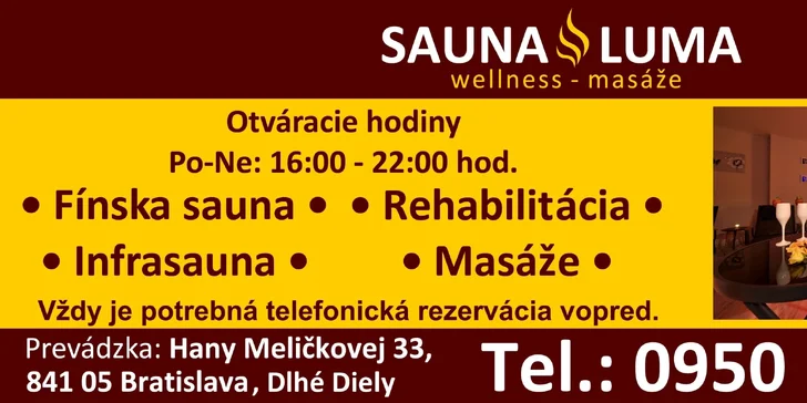 Možnosť doobjednať masáže.