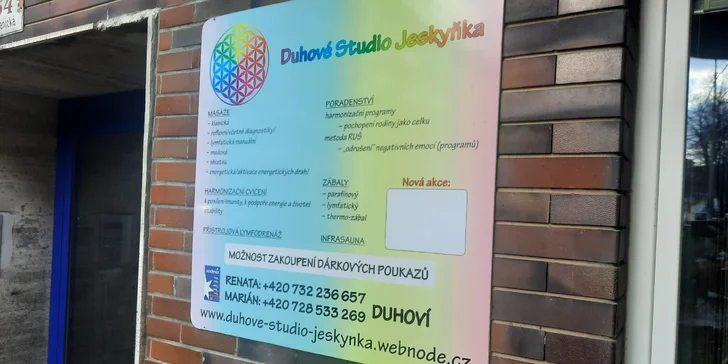 60 až 120 minut odpočinku vás čeká v Duhovém Studiu Jeskyňka.
