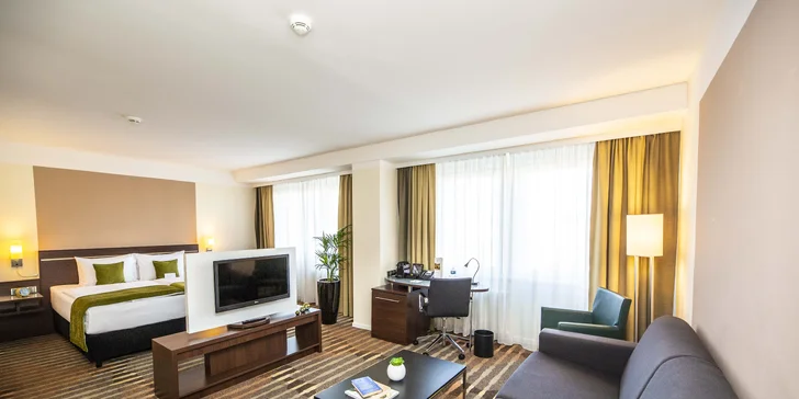 Junior Suite má obývací část s rozkládací pohovkou pro 2.