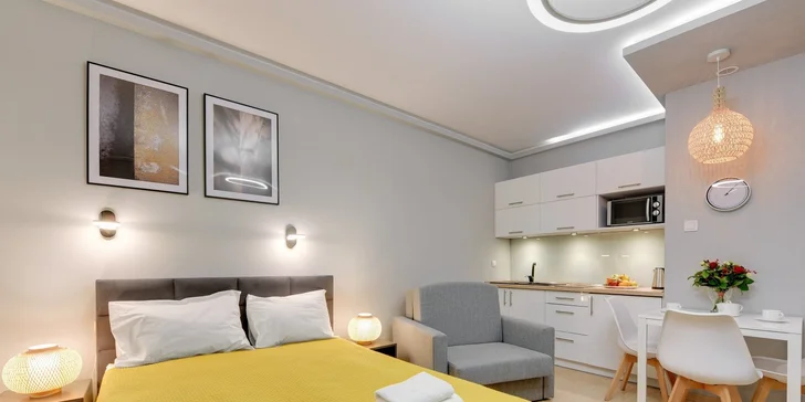 Čekají na vás apartmány Grano Apartments Motława, které se nachází hned vedle řeky a jen pár kroků od centra města.