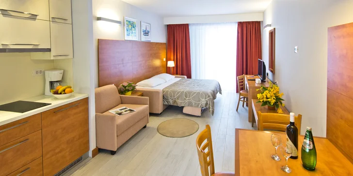 V ponuke rezortu nájdete štúdio a dva druhy apartmánov.