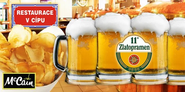 59 Kč za ČTYŘI půllitry tankového piva a čerstvě pečené brambůrky! Posezení s přáteli nad orosenou jedenáctkou se slevou 59 %.