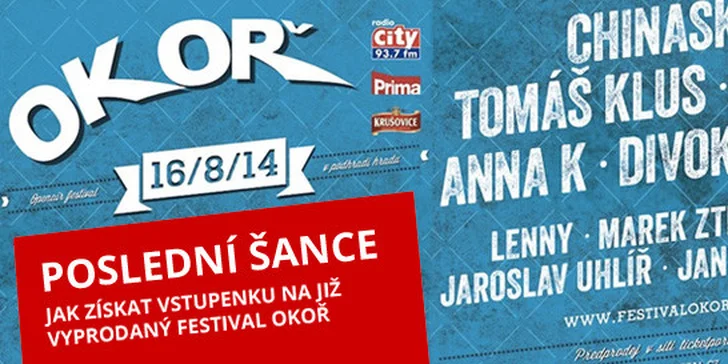 Exkluzivní vstupenky na Festival Okoř