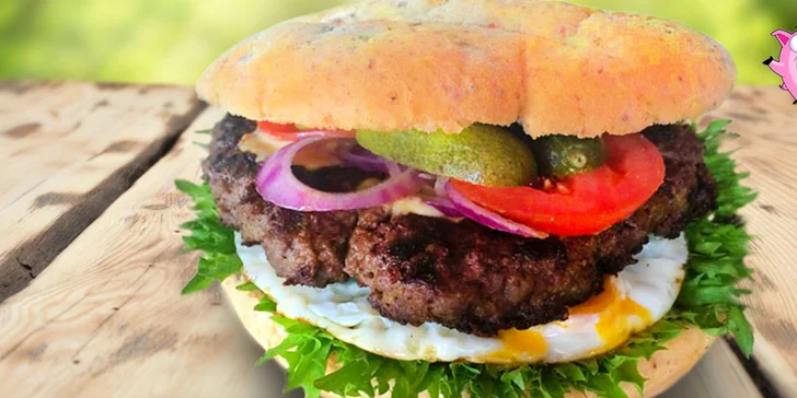 Obří 800gramový burger s dovozem zdarma