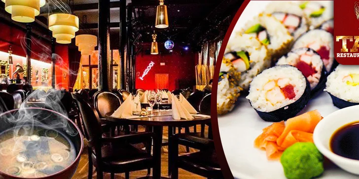 Vychutnejte si 30 kousků sushi a 2 exotické polévky