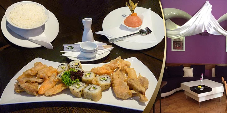 Tempura set pro dva, sorbet i ledový čaj v Abri Sushi