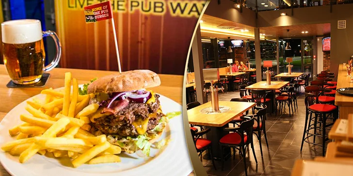 Burger a pivo za super cenu z kuchyně The Pub