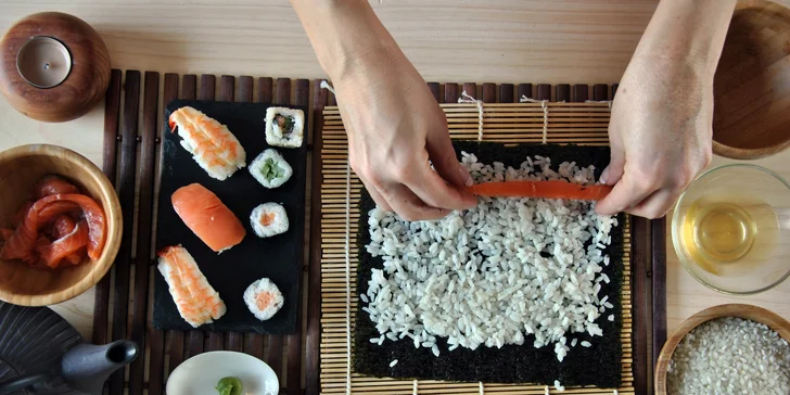 Kurz přípravy sushi v Brně, Praze a Blansku: teorie, praxe, degustace i sushi na doma