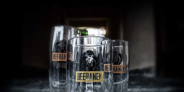 1 pivo BEERANEK a stylový půllitr s logem