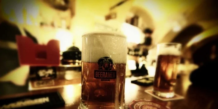 1 pivo BEERANEK a stylový půllitr s logem
