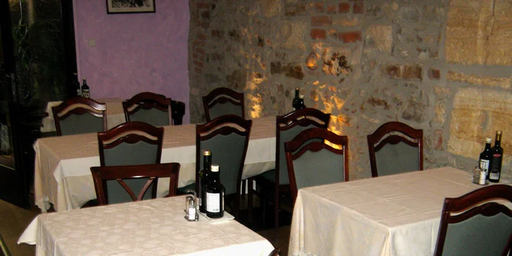 Menu pro dva v italské restauraci Le Cinque Corone
