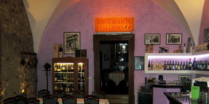 Menu pro dva v italské restauraci Le Cinque Corone